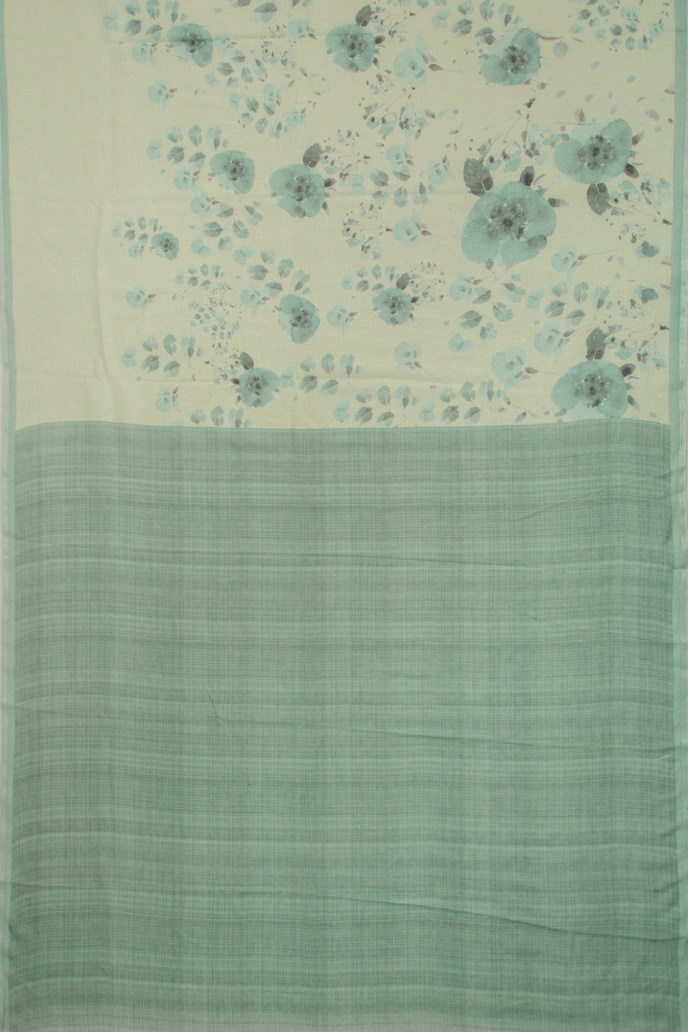 Linen Floral Printed Pastel Green Saree