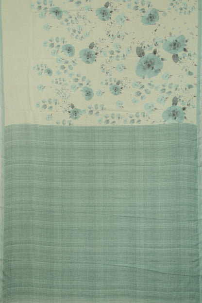 Linen Floral Printed Pastel Green Saree