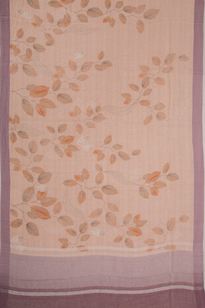 Linen Floral Printed Peach Saree