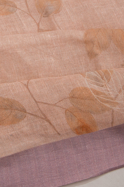 Linen Floral Printed Peach Saree