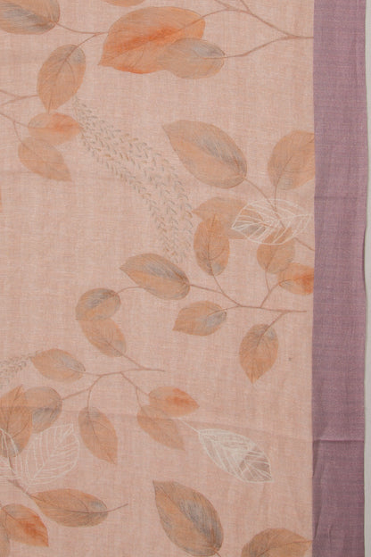 Linen Floral Printed Peach Saree