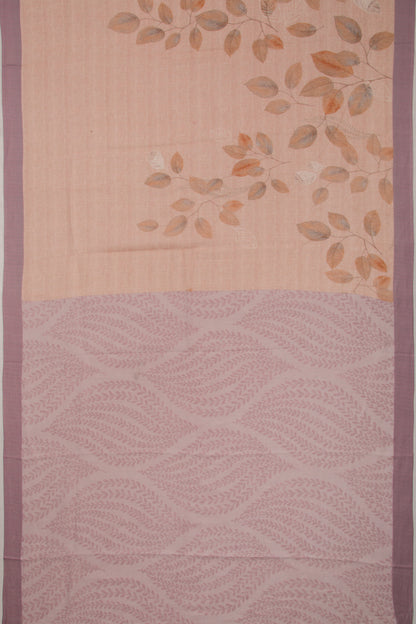 Linen Floral Printed Peach Saree