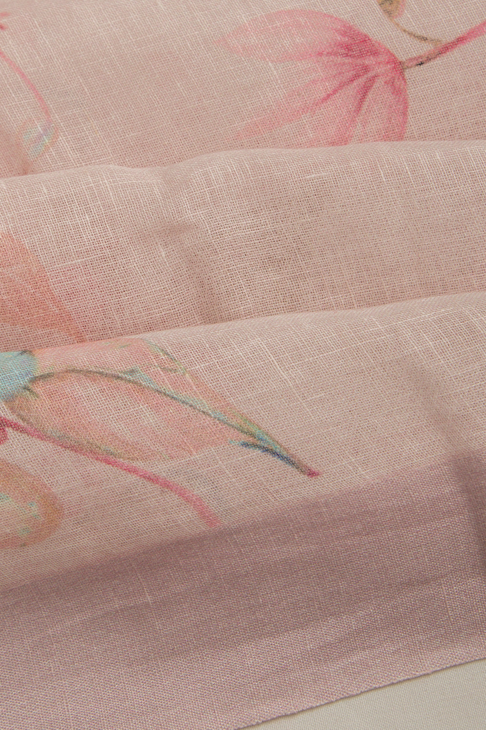 Linen Floral Printed Baby Pink Saree