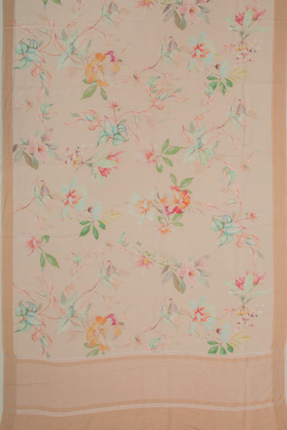 Linen Floral Printed Peach Saree