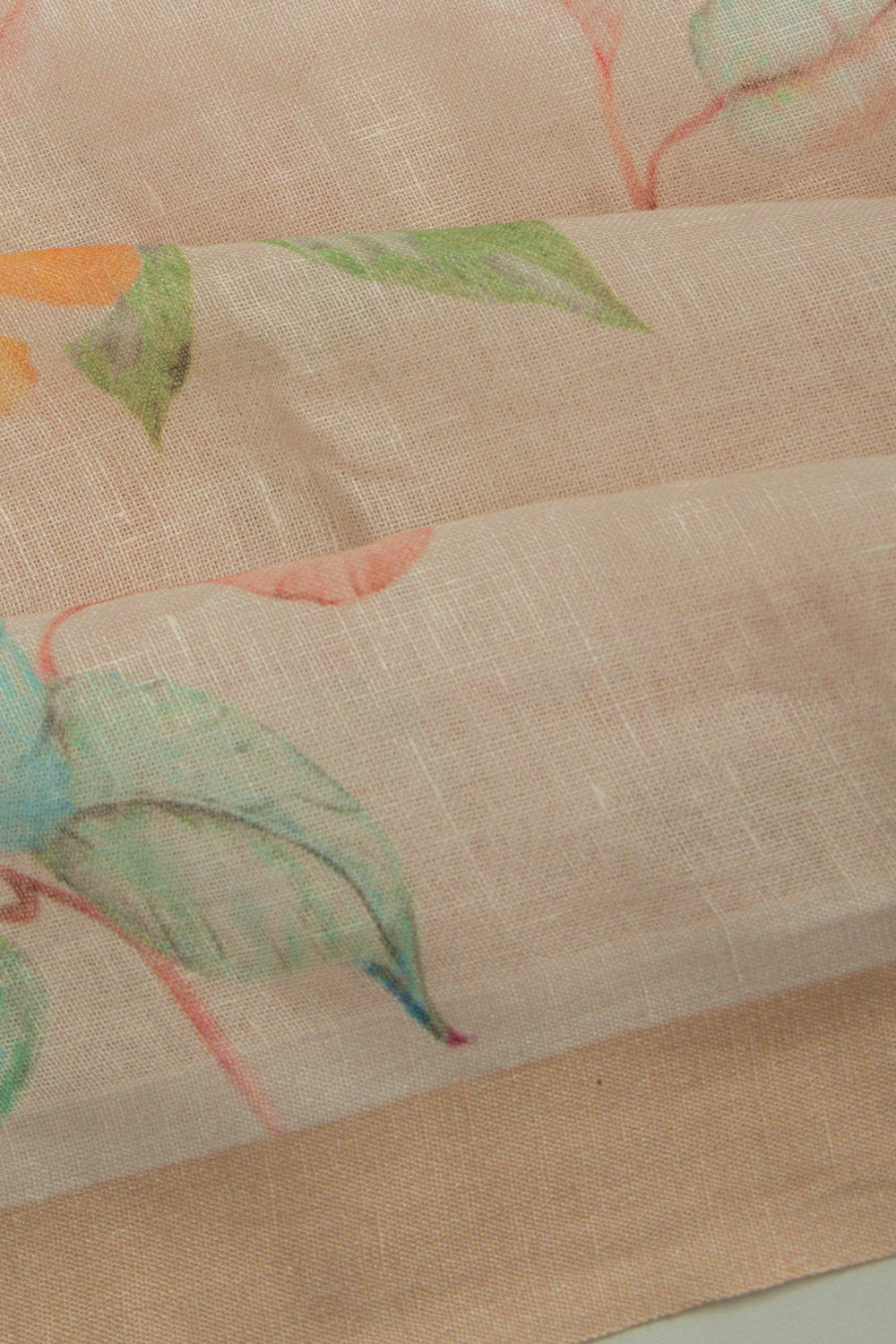 Linen Floral Printed Peach Saree