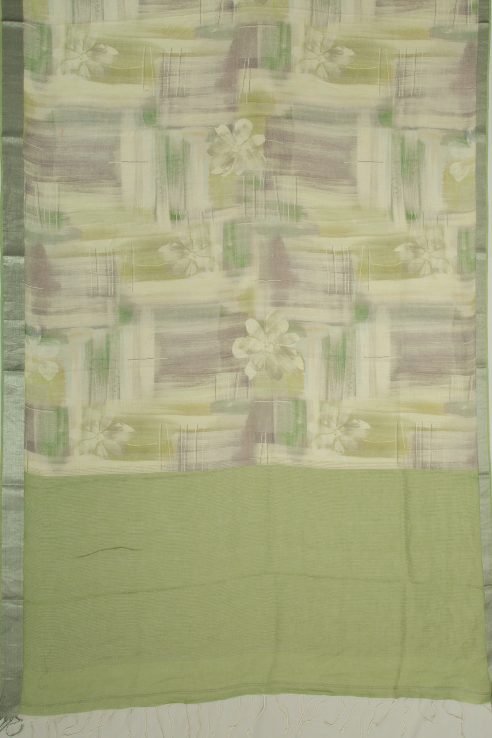 Tussar Printed Green Saree
