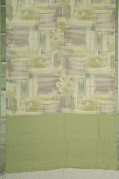 Tussar Printed Green Saree
