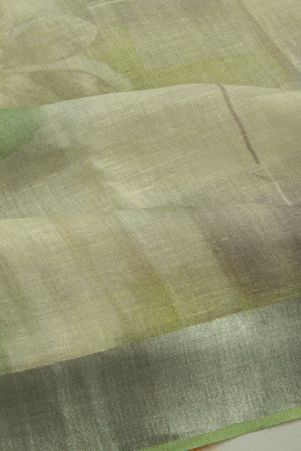 Tussar Printed Green Saree
