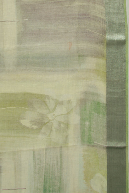 Tussar Printed Green Saree