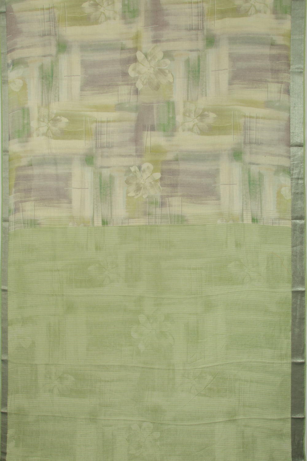 Tussar Printed Green Saree