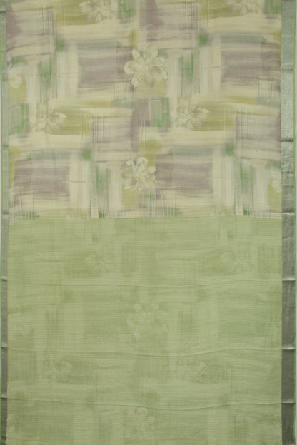 Tussar Printed Green Saree