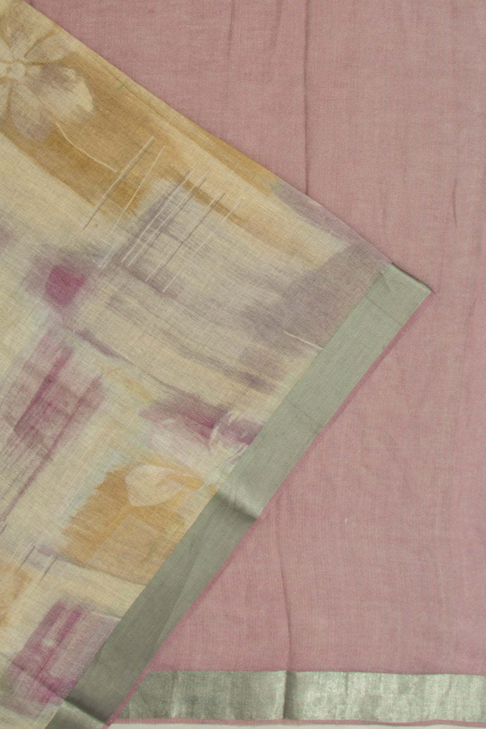 Tussar Printed Pink Saree