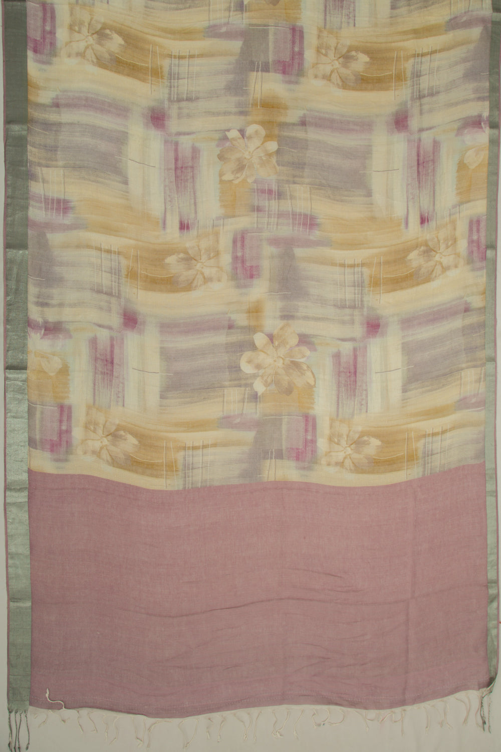 Tussar Printed Pink Saree