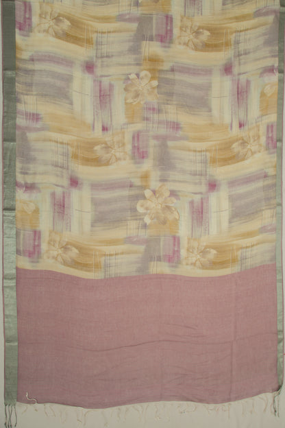 Tussar Printed Pink Saree