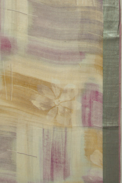 Tussar Printed Pink Saree