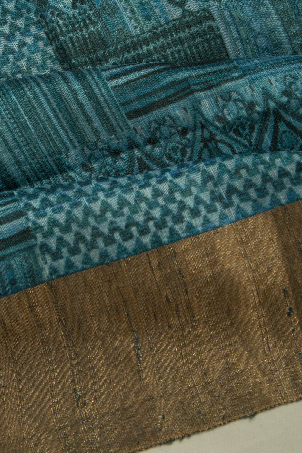 Tussar Floral Printed Teal Green Saree