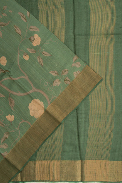 Tussar Pichwai Printed Sage Green Saree