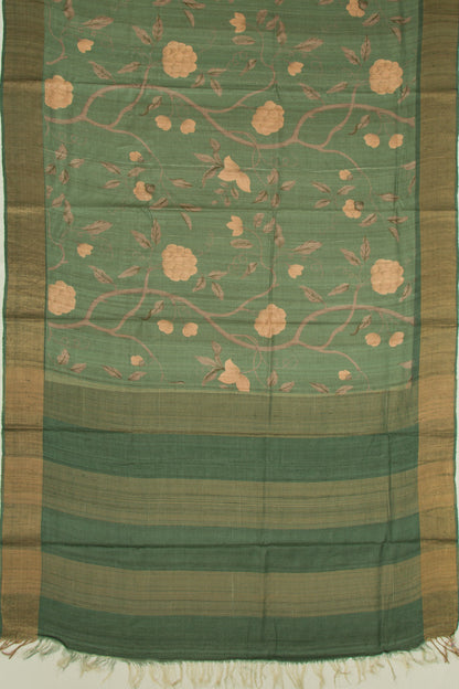 Tussar Pichwai Printed Sage Green Saree