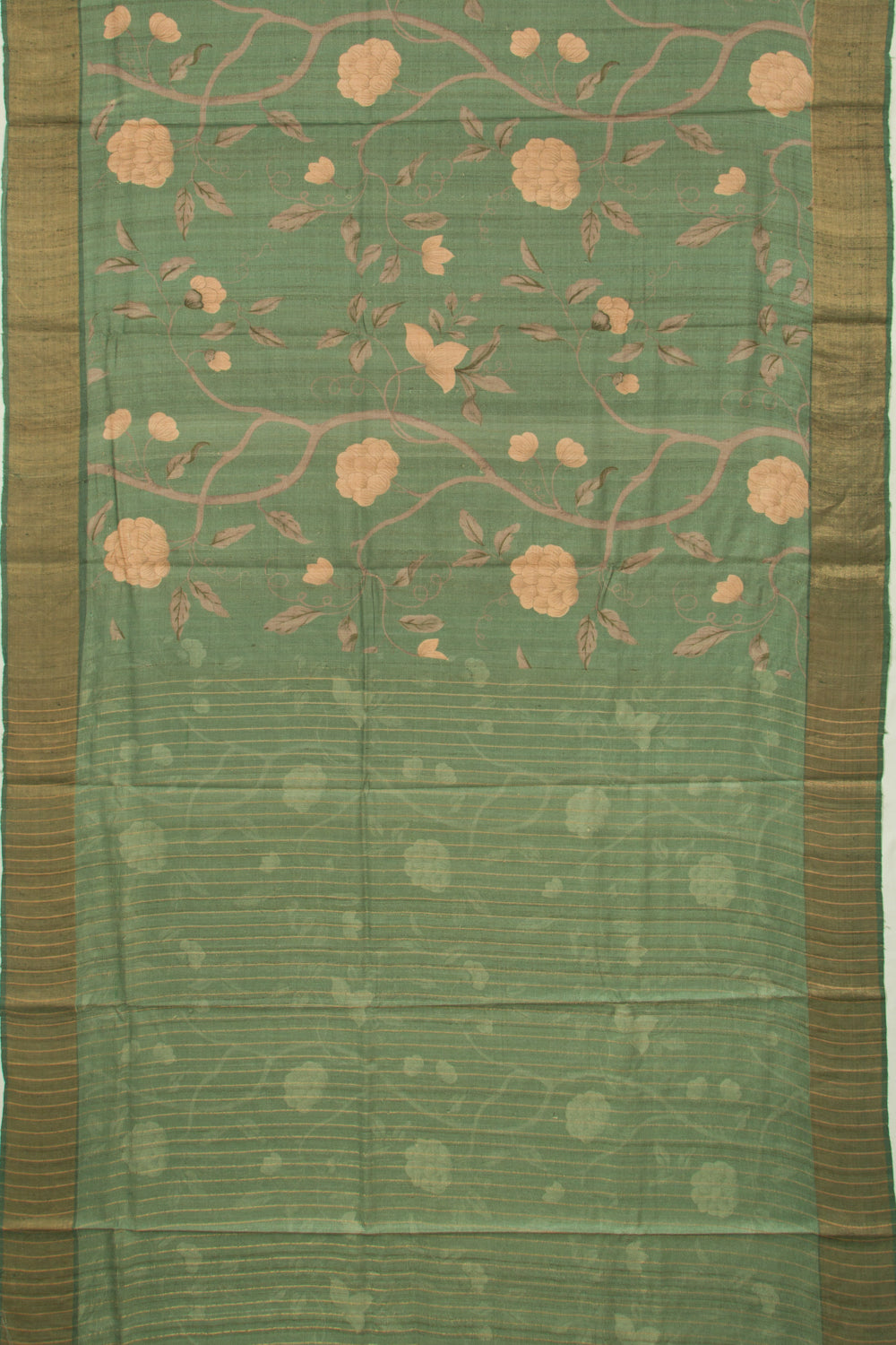 Tussar Pichwai Printed Sage Green Saree