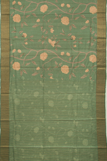 Tussar Pichwai Printed Sage Green Saree