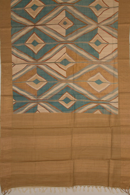 Tussar Geometrical Printed Beige Saree
