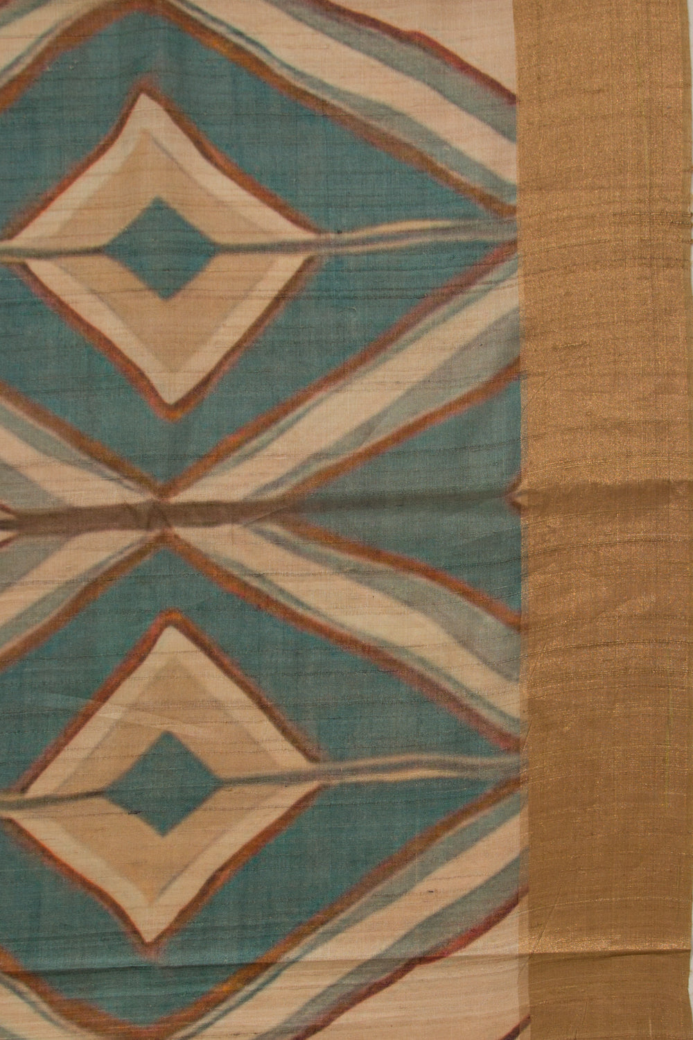 Tussar Geometrical Printed Beige Saree