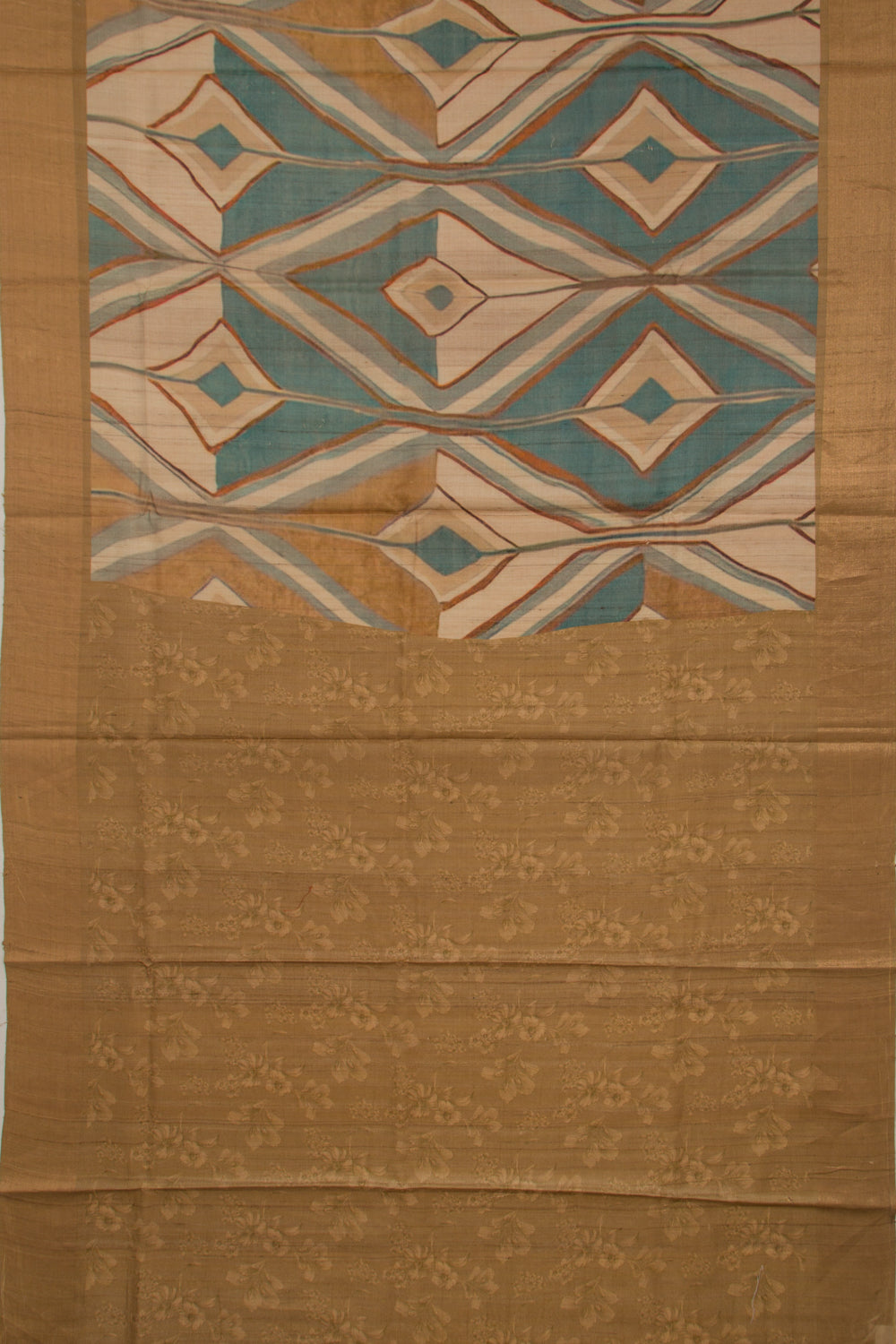 Tussar Geometrical Printed Beige Saree