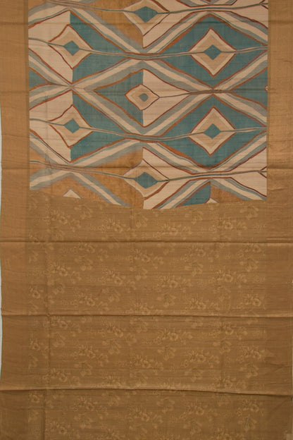 Tussar Geometrical Printed Beige Saree