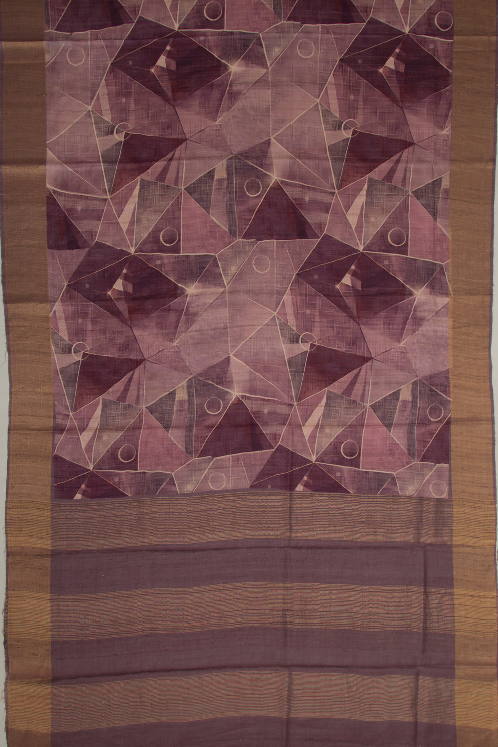 Tussar Geometrical Printed Purple Saree
