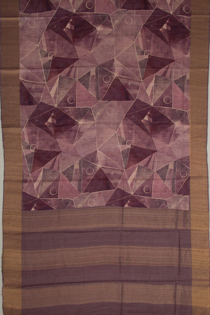 Tussar Geometrical Printed Purple Saree