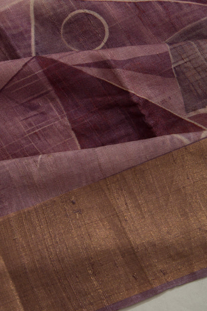 Tussar Geometrical Printed Purple Saree