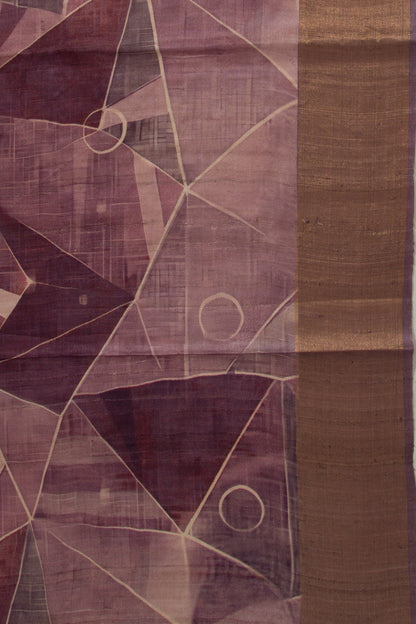 Tussar Geometrical Printed Purple Saree