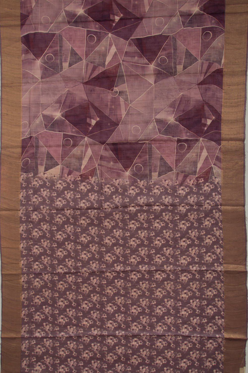 Tussar Geometrical Printed Purple Saree