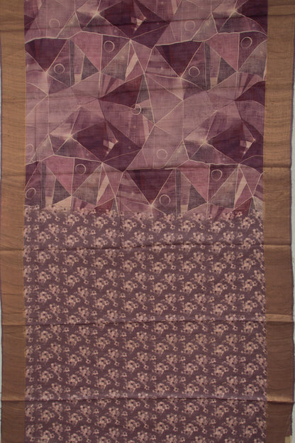 Tussar Geometrical Printed Purple Saree