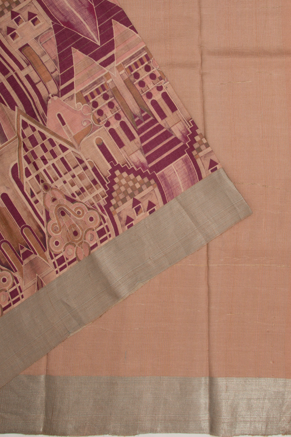 Tussar Printed Peach Saree