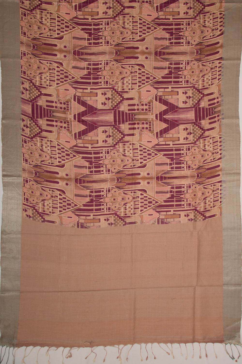 Tussar Printed Peach Saree