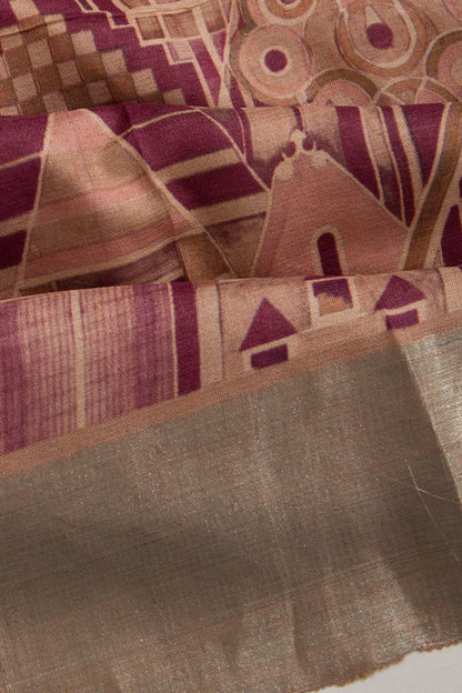 Tussar Printed Peach Saree