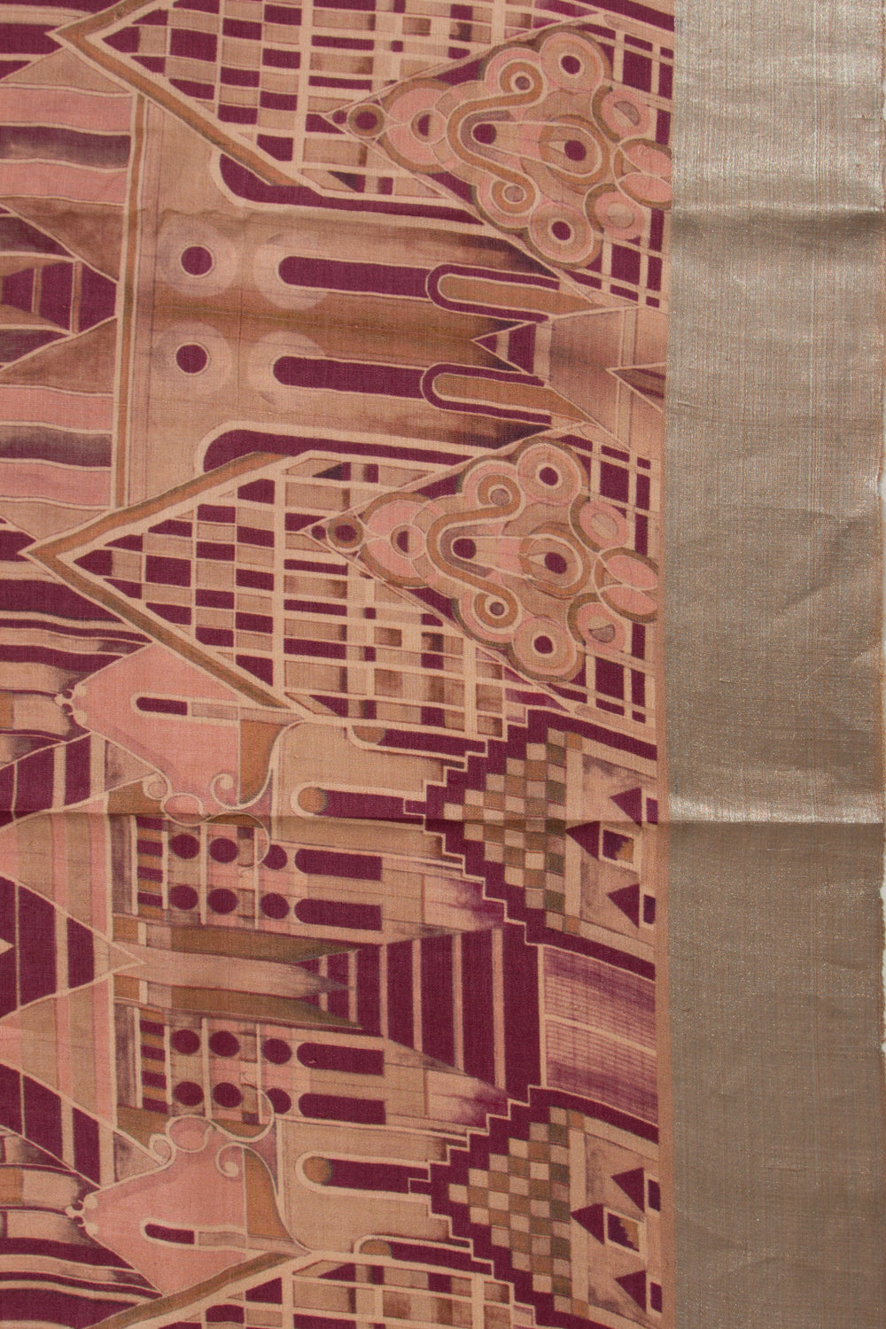 Tussar Printed Peach Saree