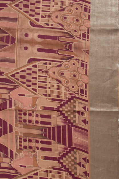Tussar Printed Peach Saree