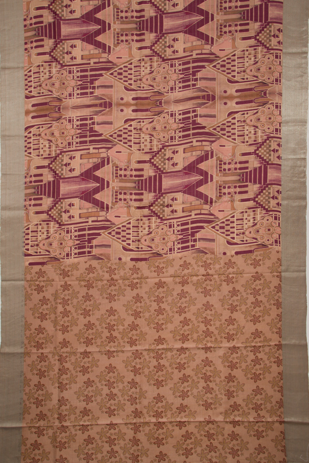Tussar Printed Peach Saree