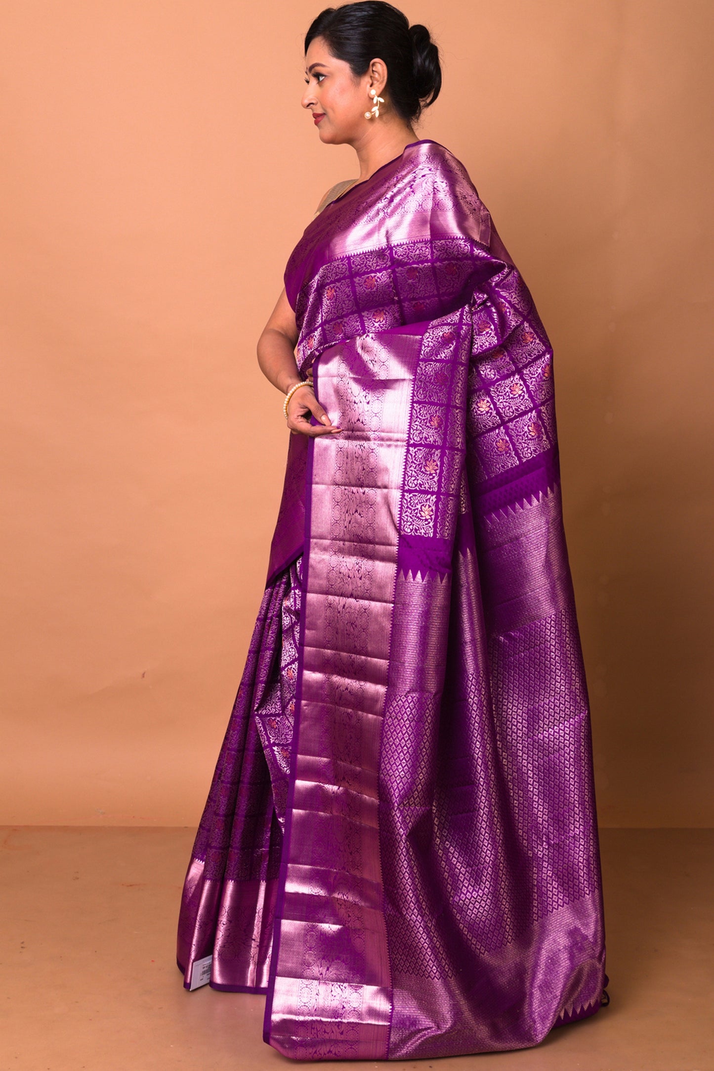 Kanchipuram Silk Brocade Purple Saree