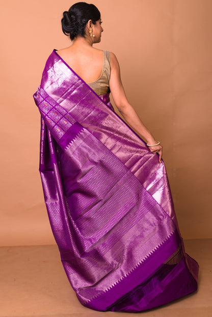 Kanchipuram Silk Brocade Purple Saree