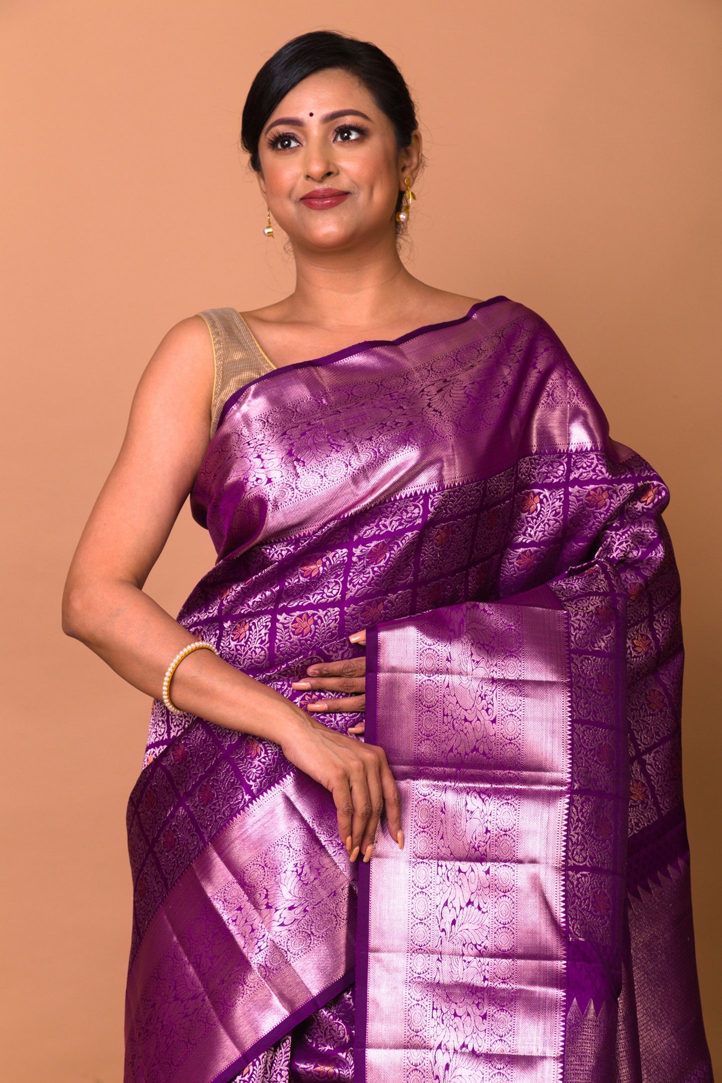 Kanchipuram Silk Brocade Purple Saree