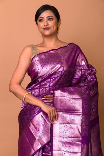 Kanchipuram Silk Brocade Purple Saree
