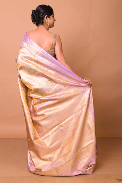 Kanchipuram Silk Tissue Brocade Gold Saree