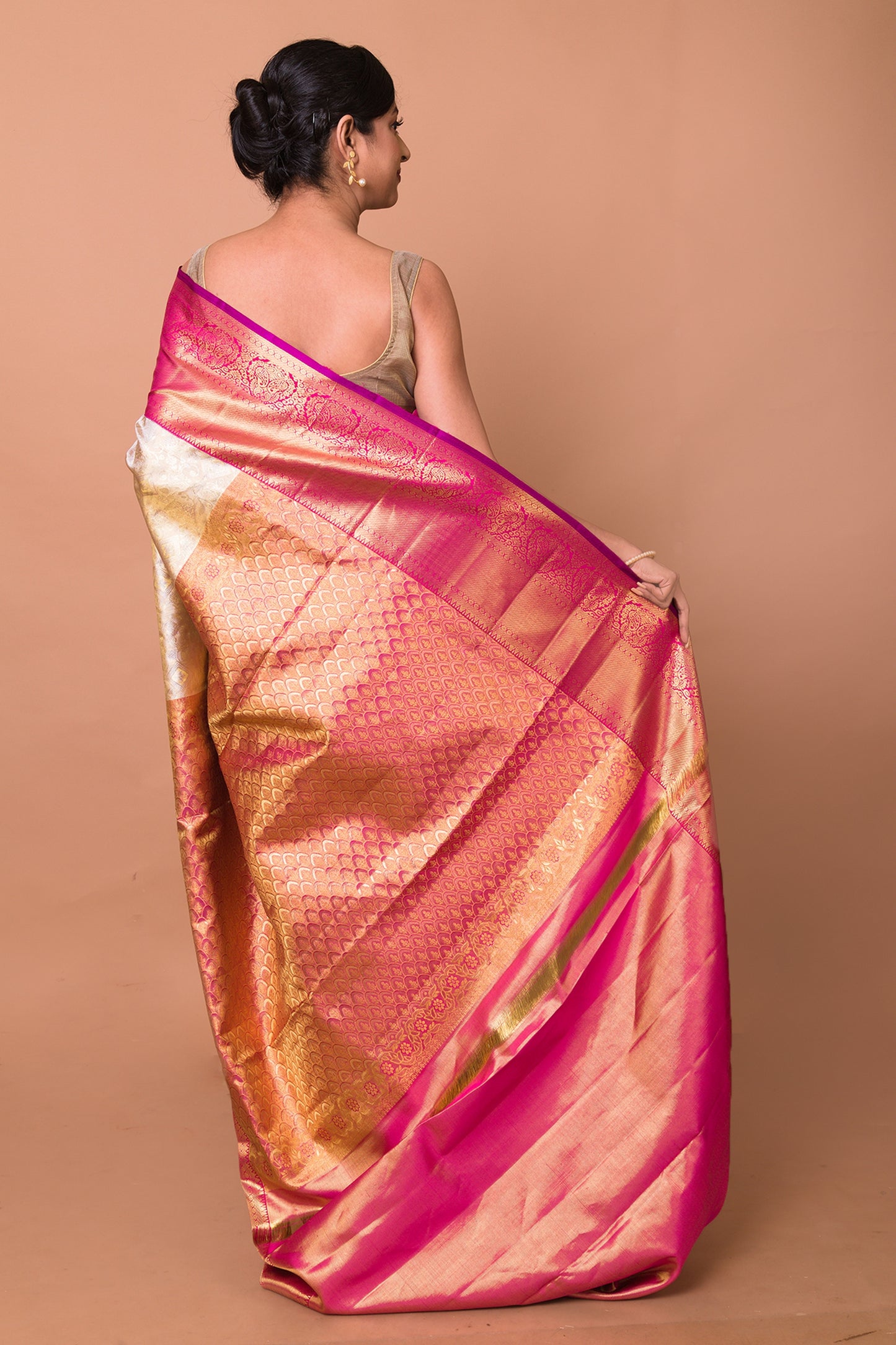 Kanchipuram Silk Tissue Brocade Gold Saree