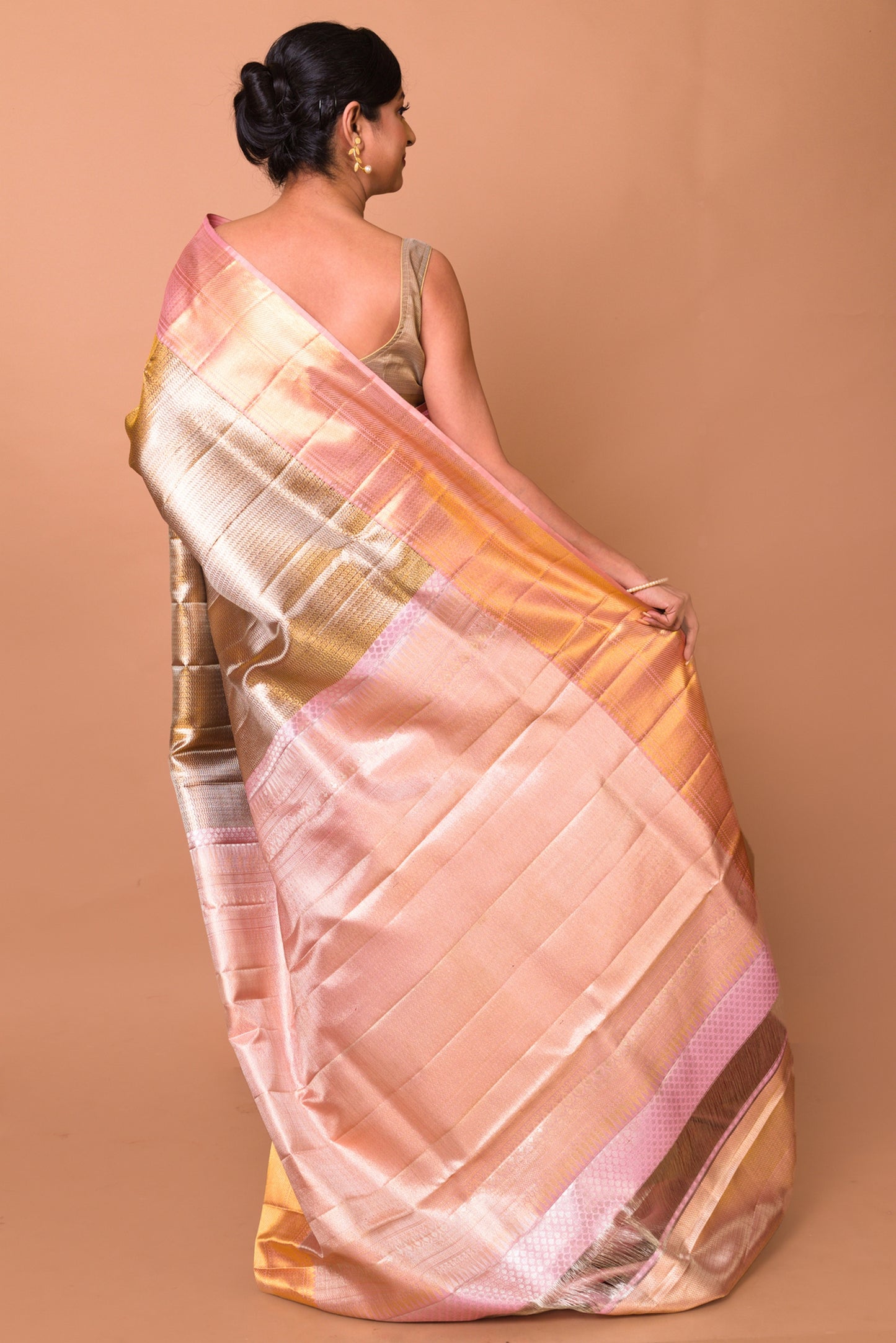 Kanchipuram Silk Tissue Brocade Gold Saree
