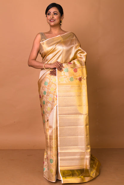 Kanchipuram Silk Tissue Brocade Gold Saree