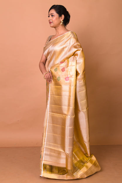 Kanchipuram Silk Tissue Brocade Gold Saree