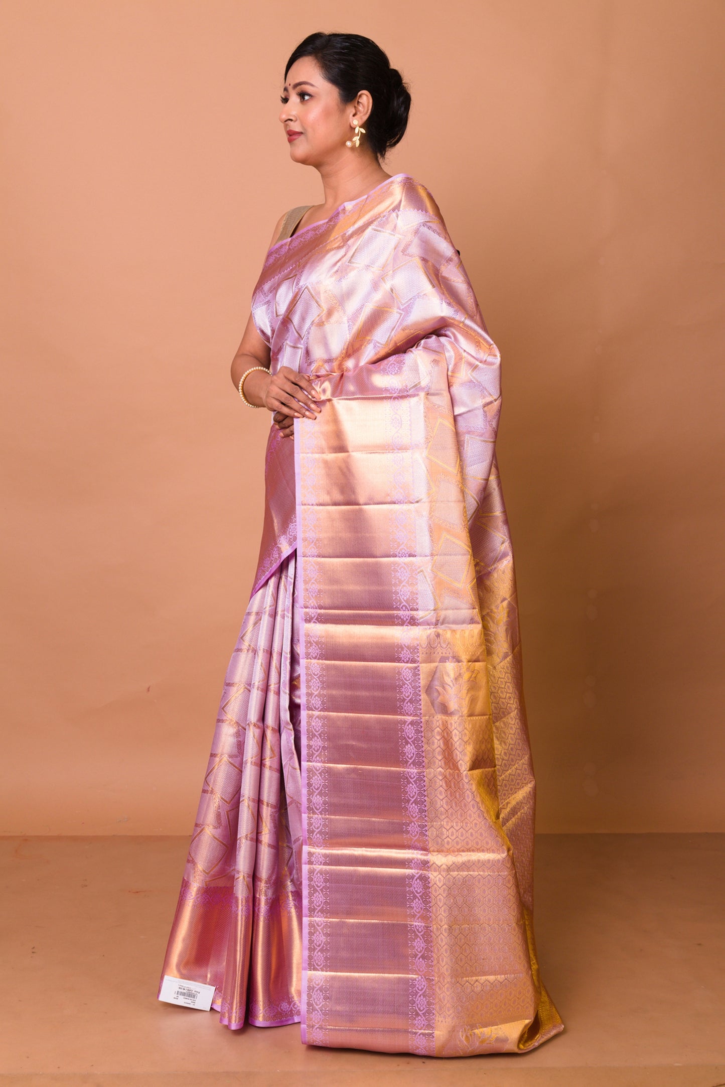 Kanchipuram Silk Tissue Brocade Lavender Saree